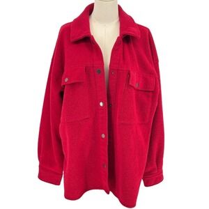 Wild Fable Red Fleece Shirt Jacket XL Women's Cozy Button Front Pockets